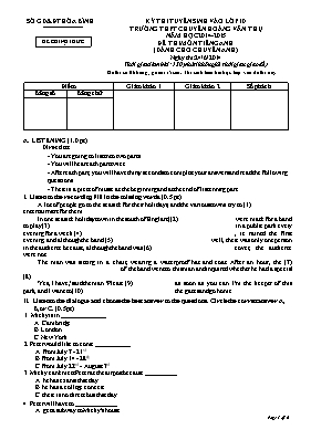 Đề thi tuyển sinh vào lớp 10 năm học 2014-2015 trường THPT chuyên Hoàng Văn Thụ - Môn Tiếng Anh (dành cho Chuyên Anh)